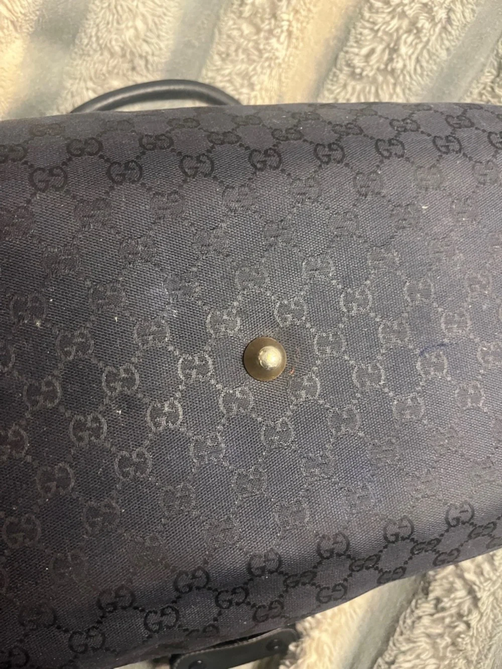 Gucci Black GG Canvas Duffel with Leather Trim